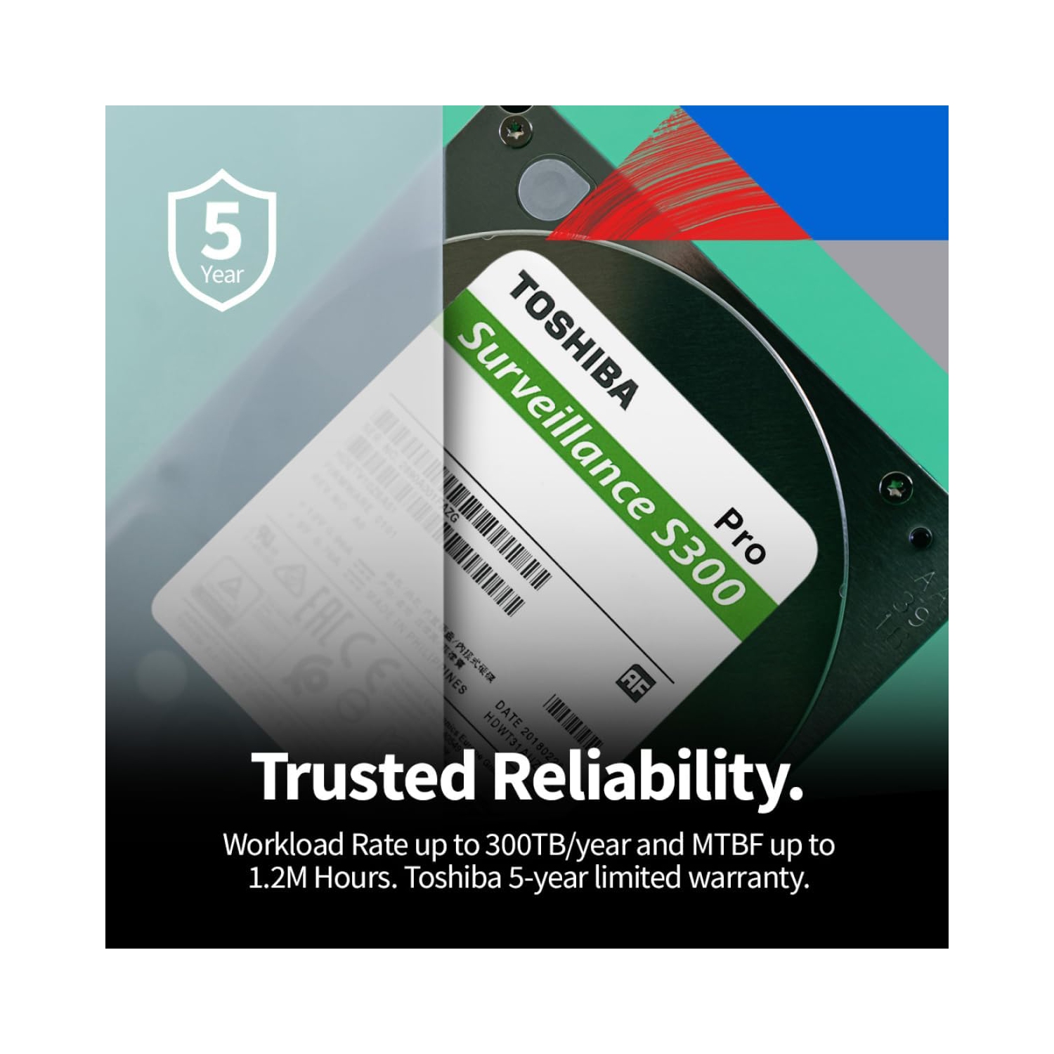 Système de surveillance S300 PRO 8&nbsp;To de 3,5&nbsp;po de Toshiba avec mémoire cache 512&nbsp;Mo 7200&nbsp;tr/min de 6 Go/s - HDWTA80UZSVAR