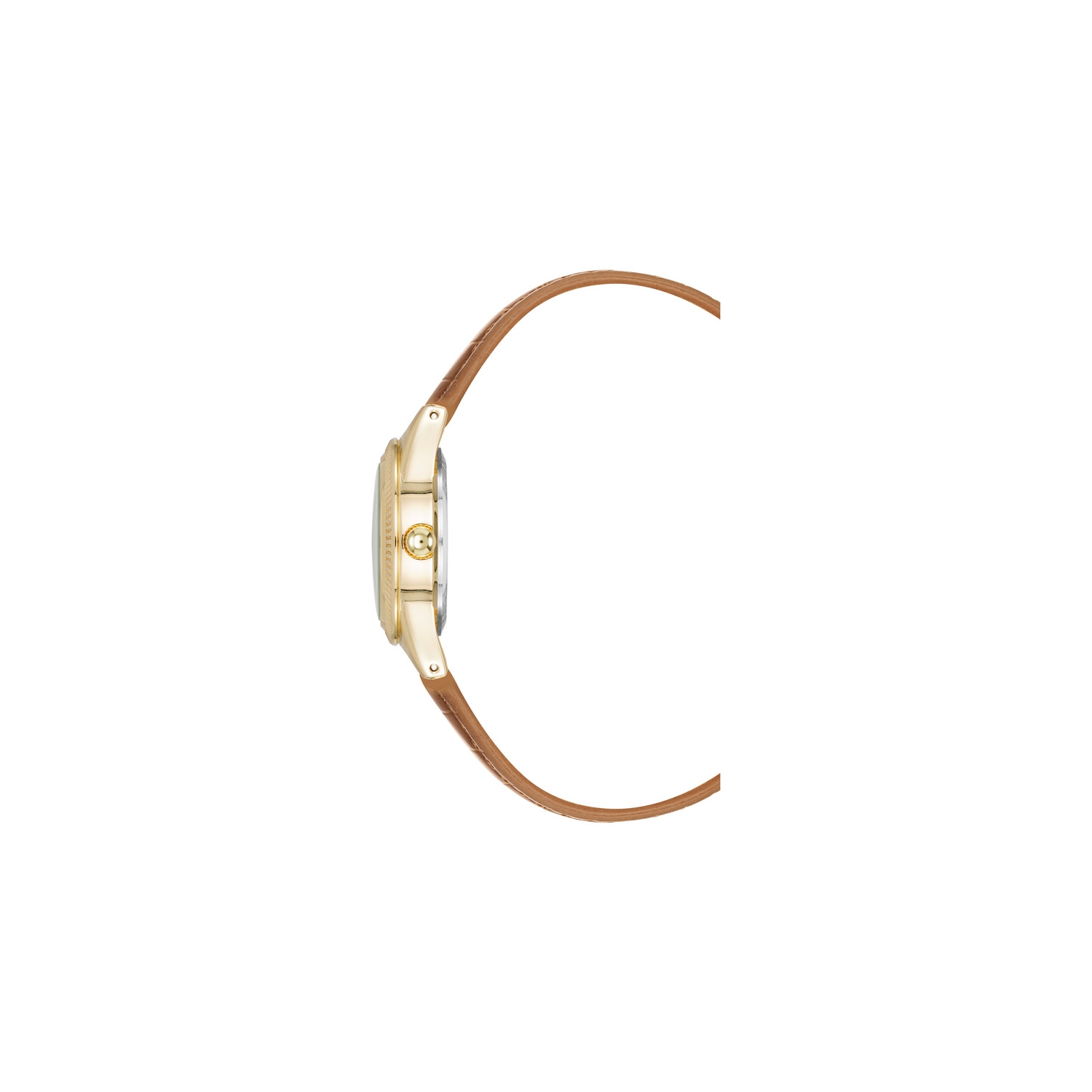 Anne Klein Ladies 28mm Gold-Tone Watch with Champagne Dial and Honey Vegan Leather Strap