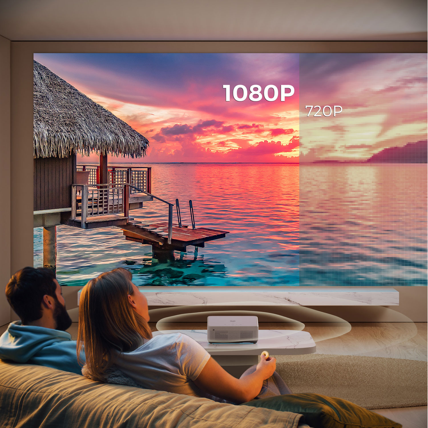 Vankyo Leisure 570B 1080p HD LED WebOS Home Theatre Mini Projector with 100" Screen
