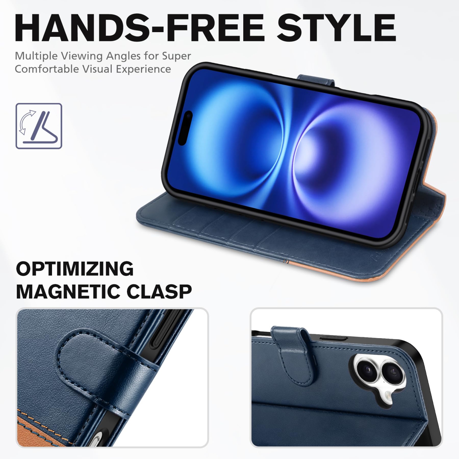 IPhone 16 Plus, anti-RFID, support à 4 fentes pour cartes, intérieur en TPUR antichoc, protecteur magnétique, rabat, compatible avec iPhone 16 Plus