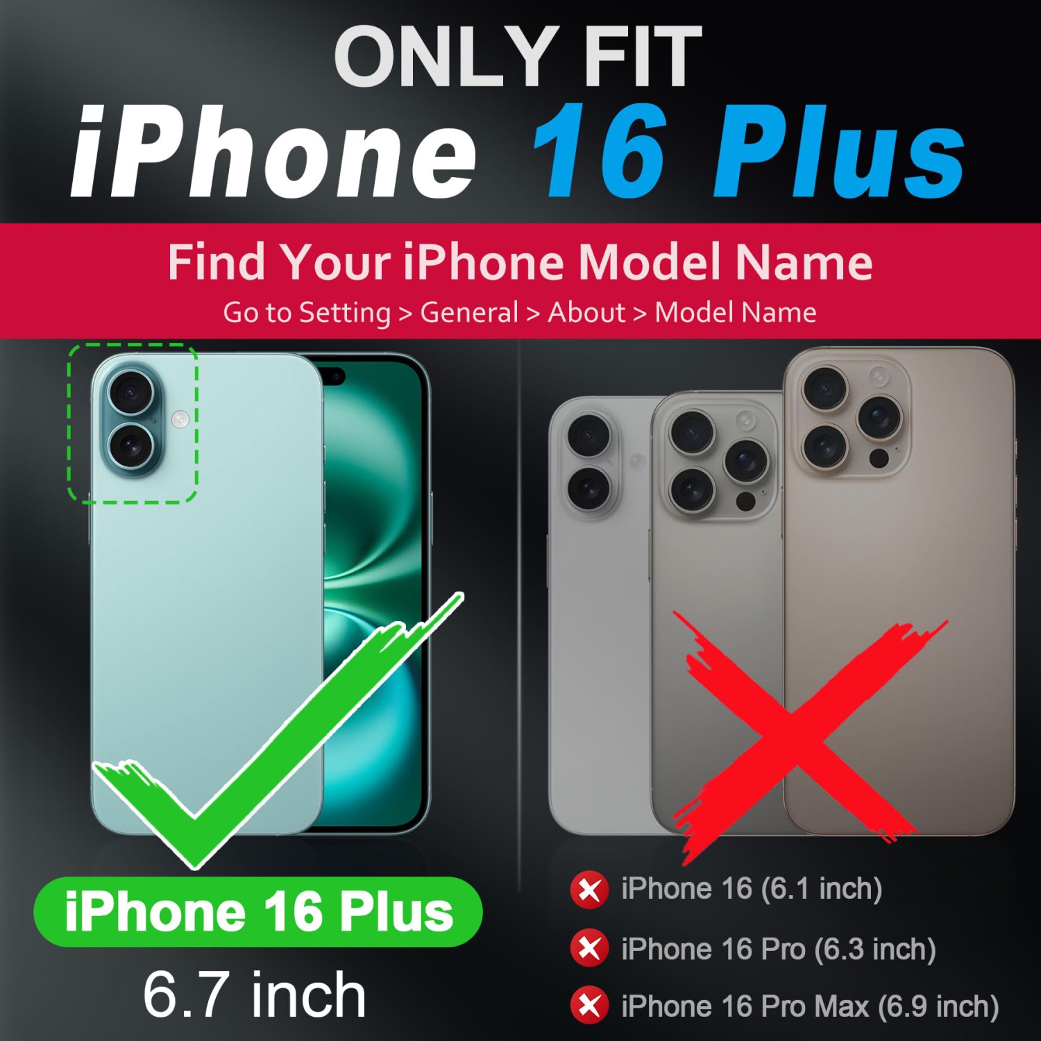 iPhone 16 Plus 6.7-inch, Genuine Leather Detachable Wireless Charging Folio Magnetic Kickstand RFID Blocking Card Slots Cover Compatible with iPhone