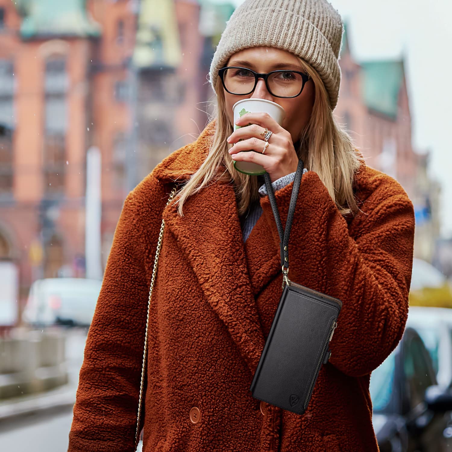 iPhone 16 Plus 6.7" Wallet case with Zipper Credit Card Holder?RFID Blocking?,Flip Folio Book PU Leather Phone case Shockproof Cover Women Men for