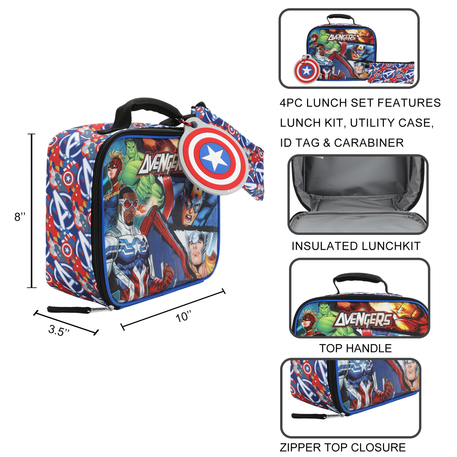 Ensemble de 4 sacs-repas isothermes pour enfants Avengers de Marvel
