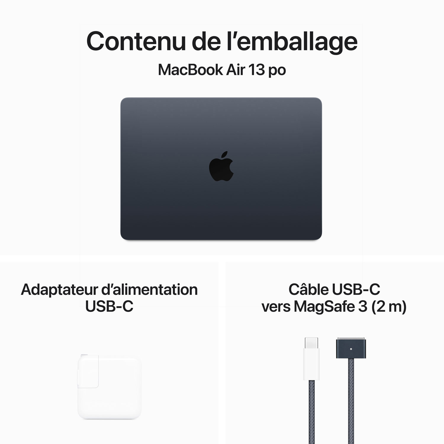 MacBook Air de 13,6 po avec Touch ID d'Apple - Minuit (M2 d'Apple/RAM 16 Go/SSD 256 Go) - Anglais