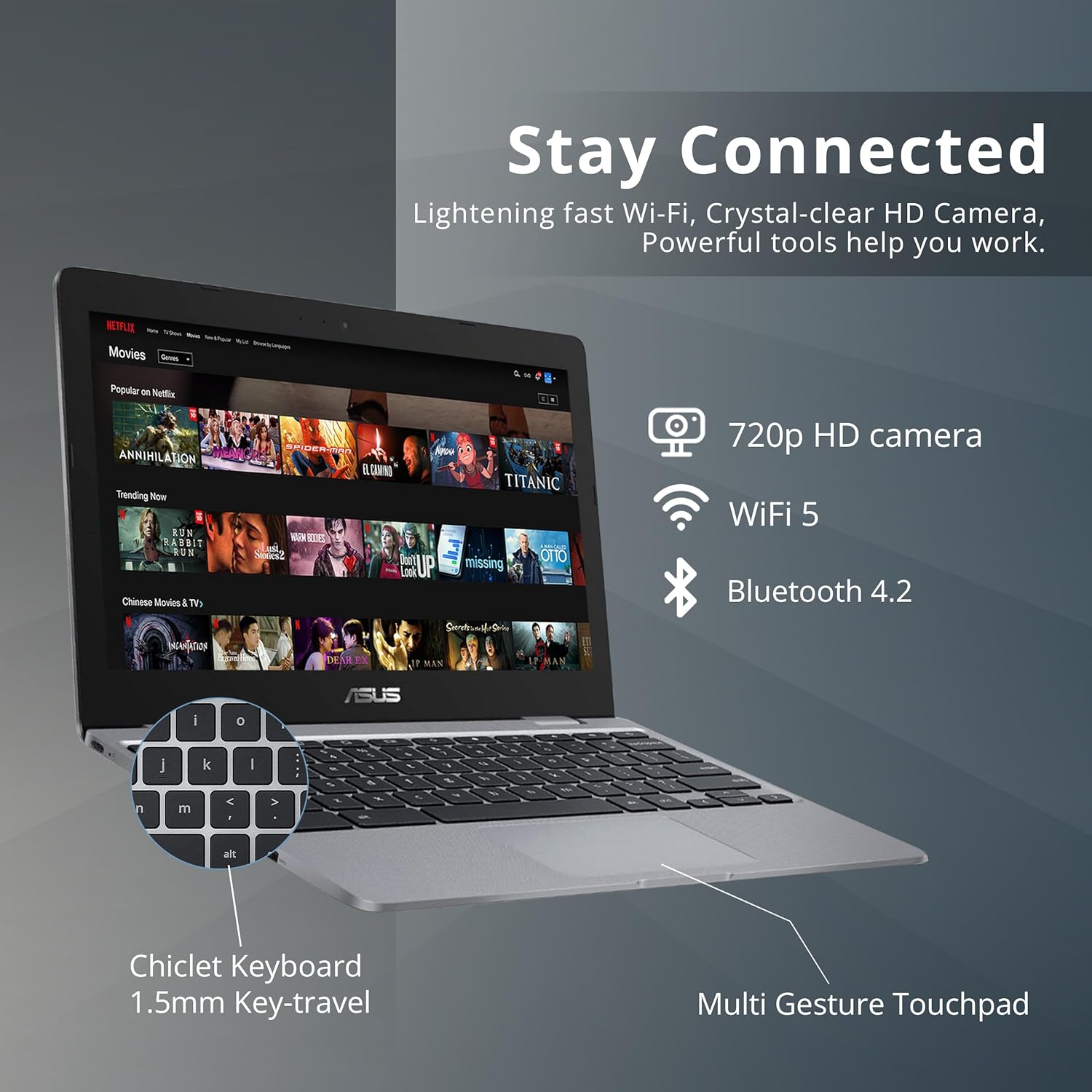 Open Box - ASUS Chromebook C223 11.6" HD Laptop for Business & Students, Intel Celeron N3350, 32GB eMMC, 4GB RAM, Intel HD Graphics, 720P Camera,