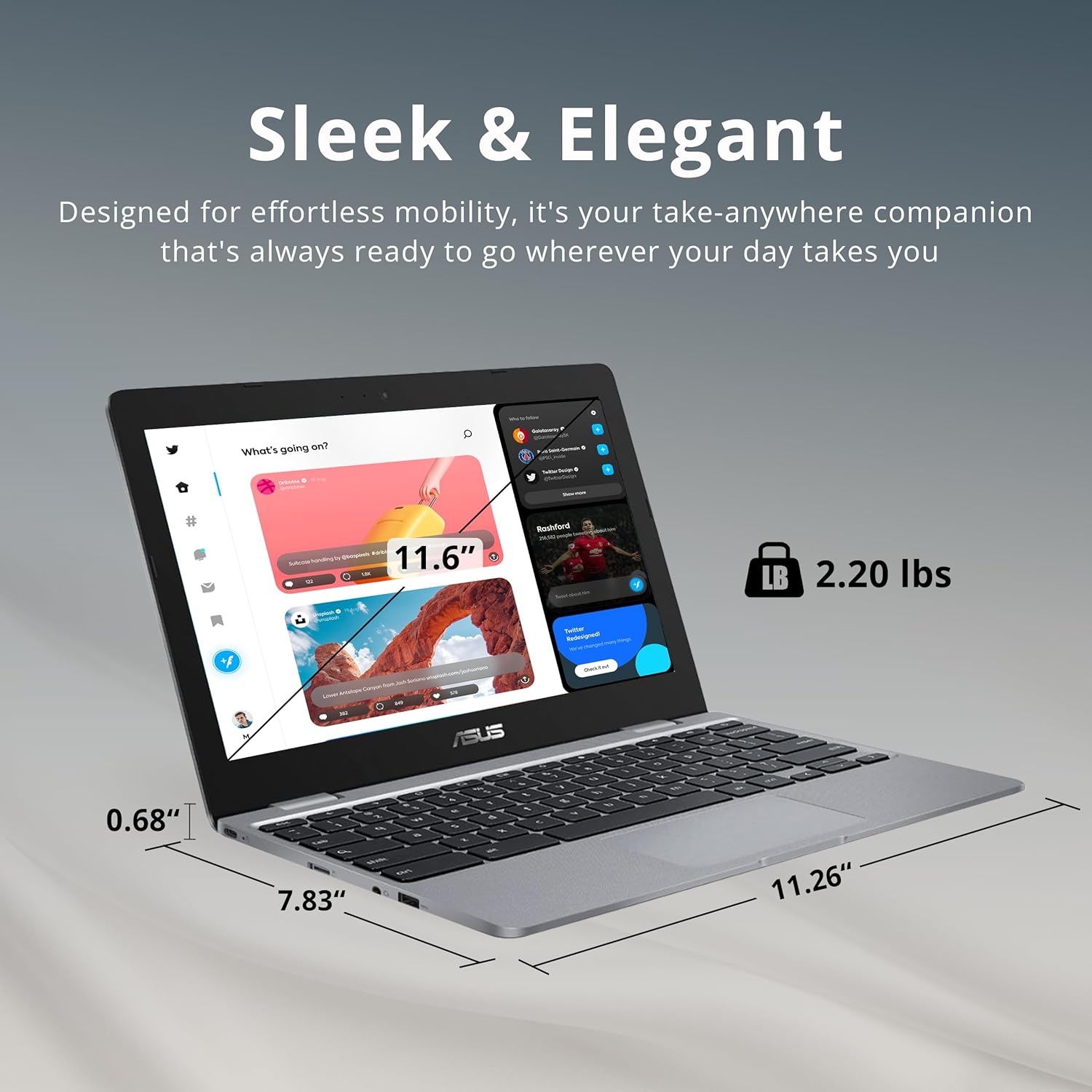 Open Box - ASUS Chromebook C223 11.6" HD Laptop for Business & Students, Intel Celeron N3350, 32GB eMMC, 4GB RAM, Intel HD Graphics, 720P Camera,