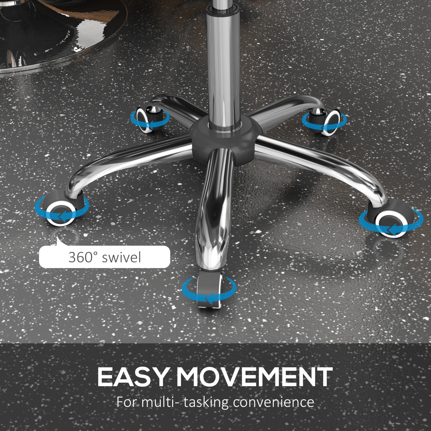 HOMCOM Modern Hydraulic Moon Salon Stool Rolling Swivel Chair Massage Spa Tattoo Pub Bar Stool, Grey