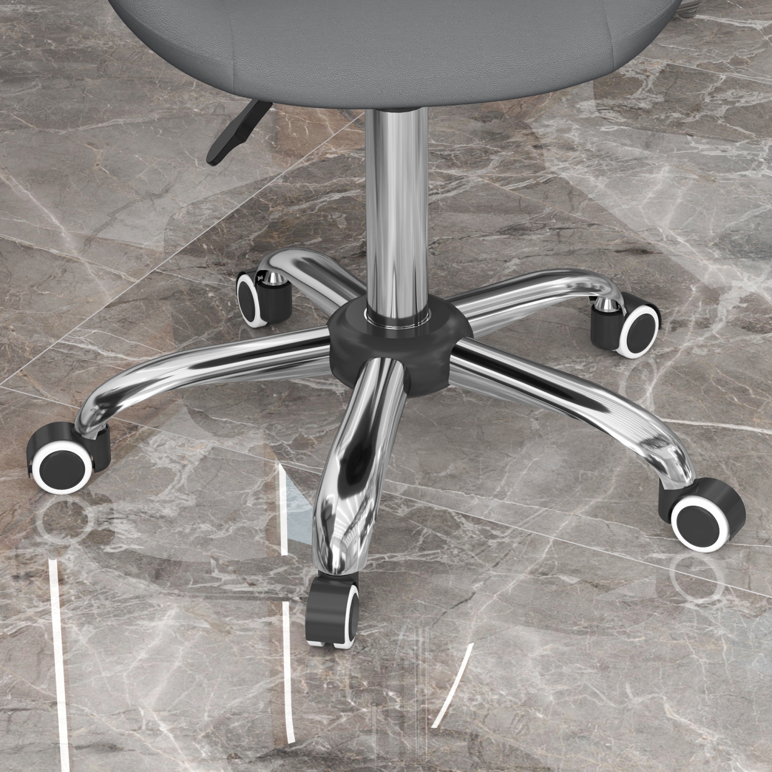 HOMCOM Modern Hydraulic Moon Salon Stool Rolling Swivel Chair Massage Spa Tattoo Pub Bar Stool, Grey