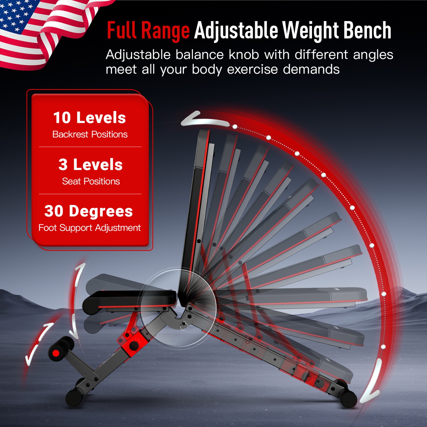 HARISON Adjustable Weight Bench with Leg Extension and Preacher Pad, Flat Incline Decline Exercise Bench for Home Workout Weight Training