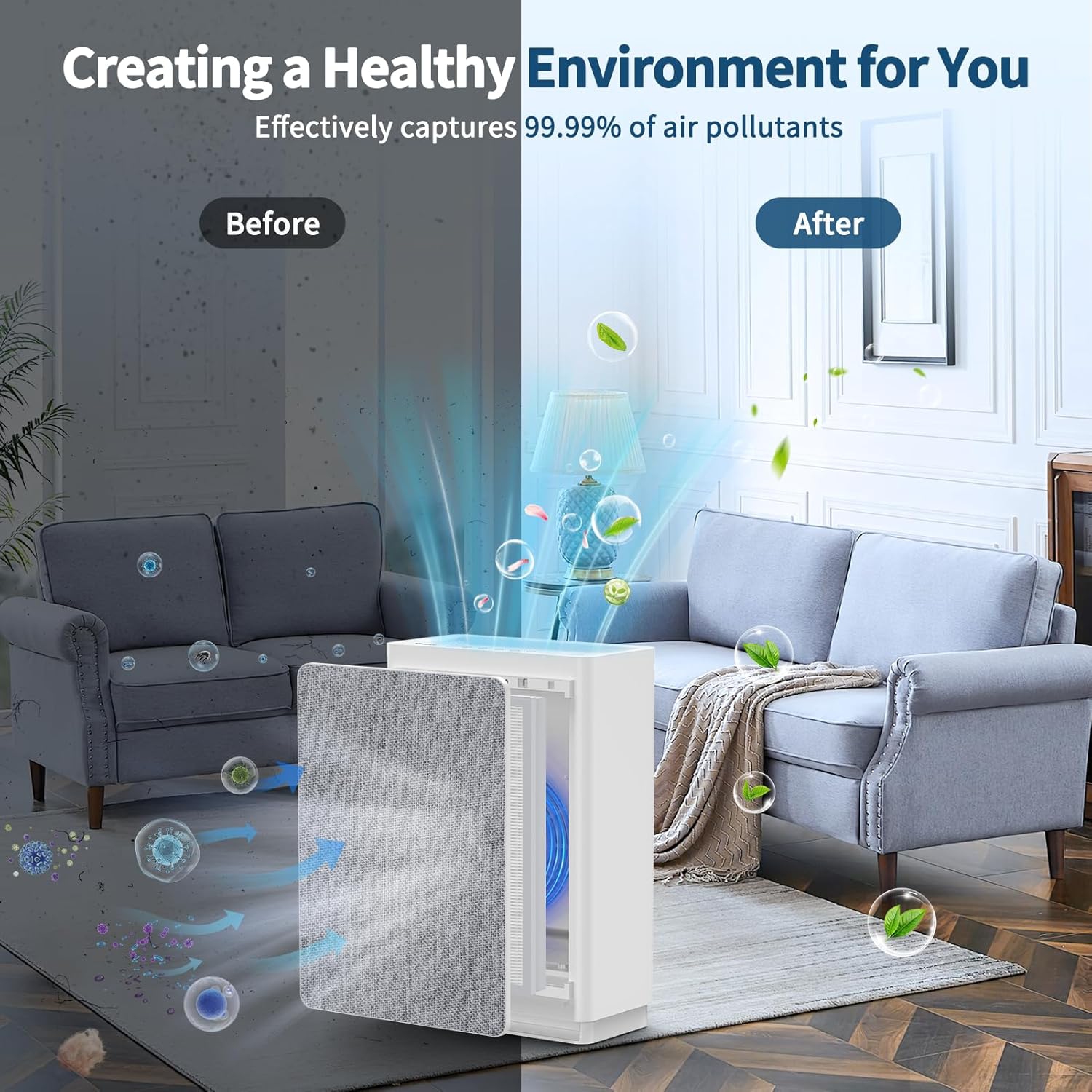 VEWIOR Air Purifiers for Home Large Room Up to 2160 ft², H14 True HEPA Air Purifier, Upgrade Powerful High Efficiency Air Cleaner