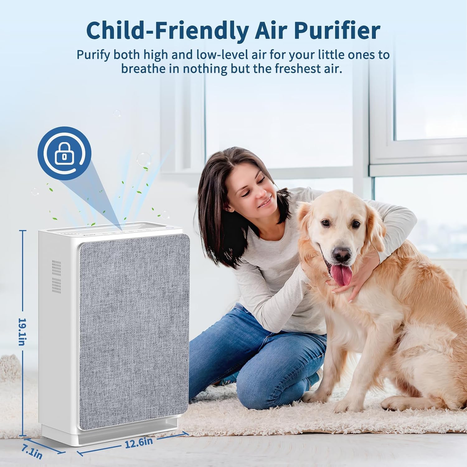 VEWIOR Air Purifiers for Home Large Room Up to 2160 ft², H14 True HEPA Air Purifier, Upgrade Powerful High Efficiency Air Cleaner