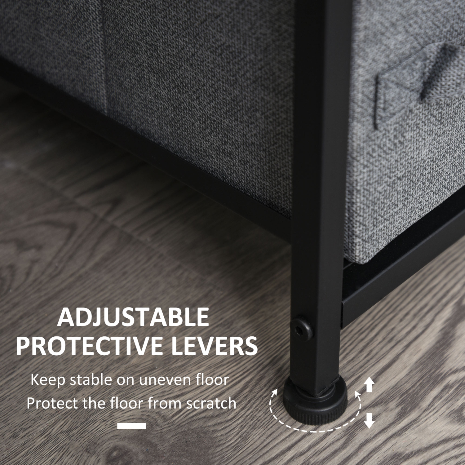 Commode de HOMCOM pour chambre à coucher avec 7 tiroirs, commode avec cadre en métal, commode en tissu pour salon, entrée, couloir, gris foncé