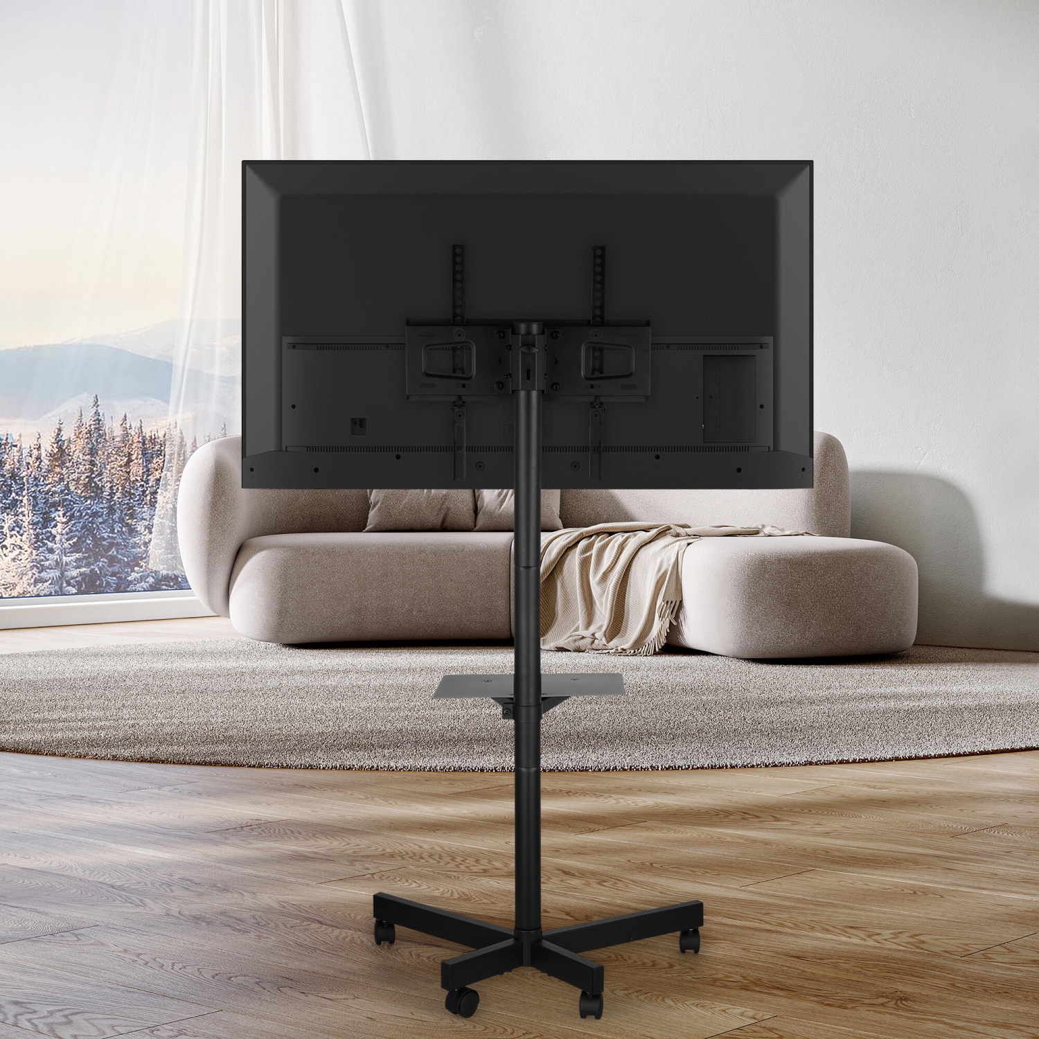 TV Stand Cart for 26"-60" Screens, Mobile TV Floor Stand with Laptop Tray Hold up to 88lbs and Max VESA 400x400mm