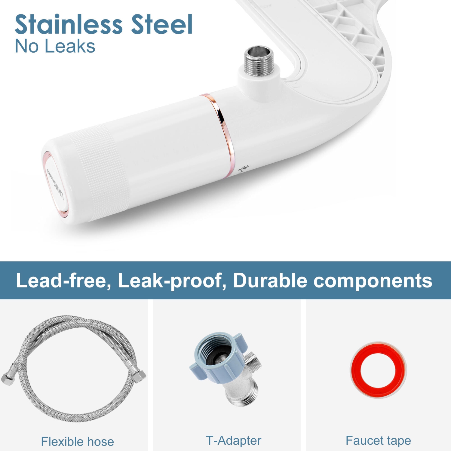 Accessoire de bidet pour grille-pain ultramince, embout double, embout hygiénique autonettoyant et pression d'eau réglable