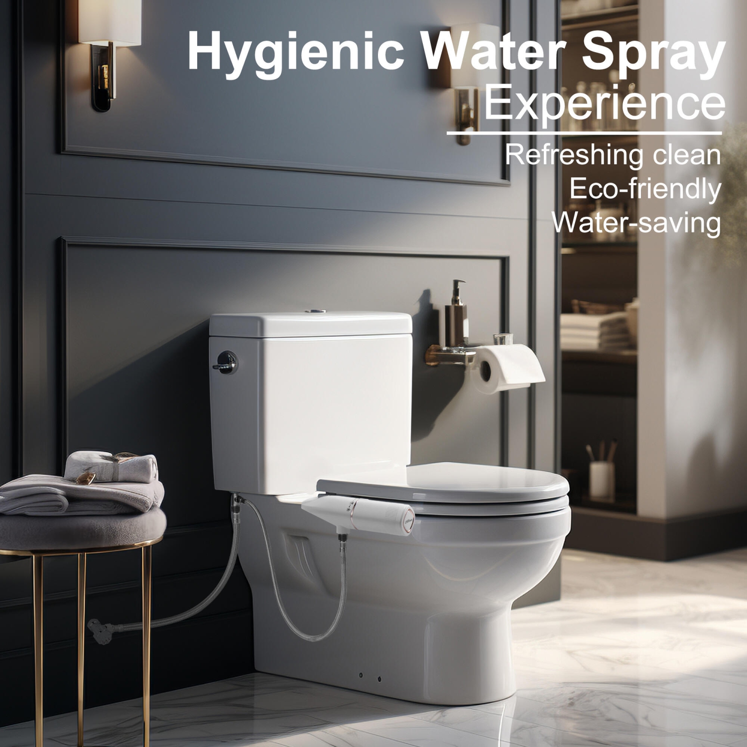 Accessoire de bidet pour grille-pain ultramince, embout double, embout hygiénique autonettoyant et pression d'eau réglable