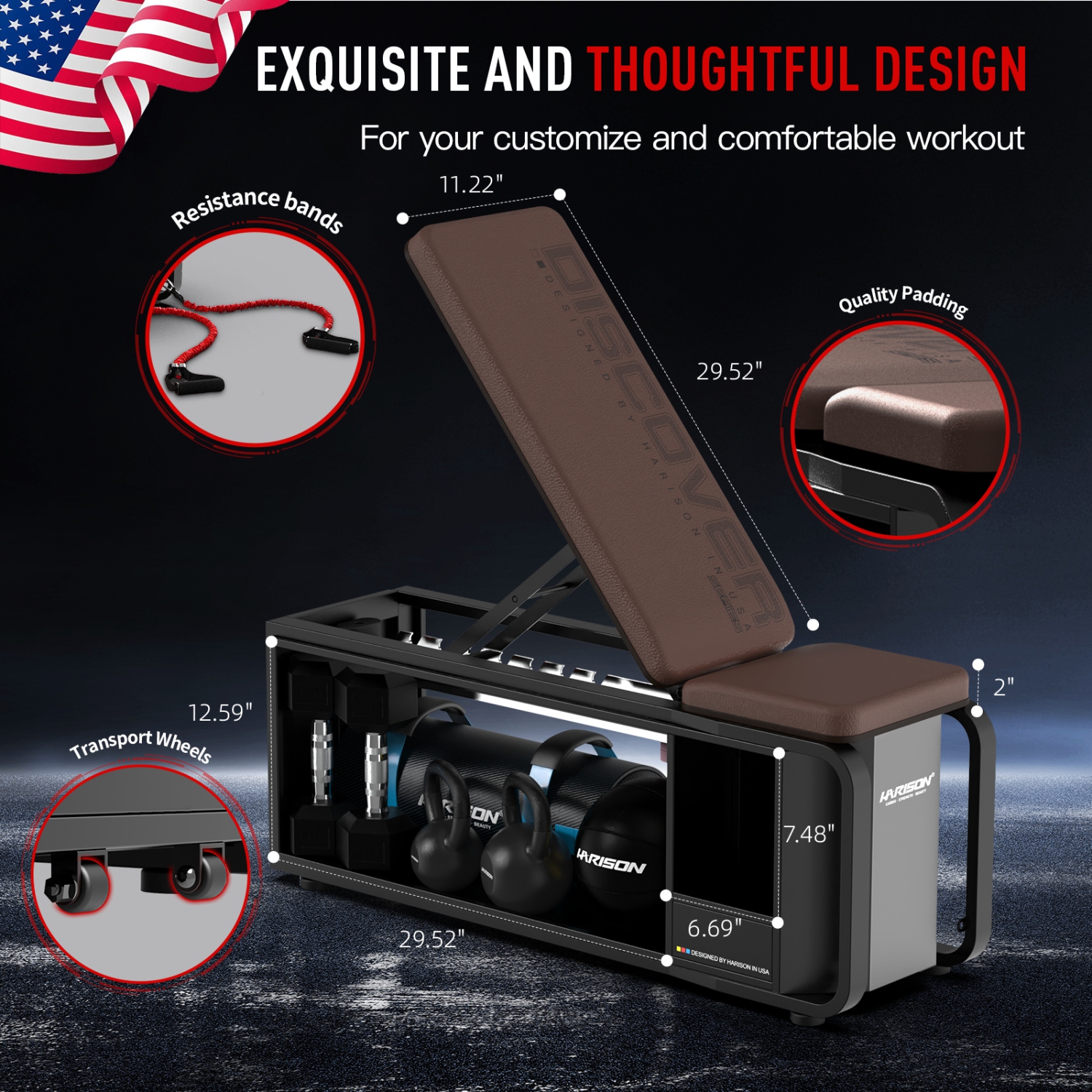 Banc de musculation ajustable de HARISON avec extension de jambes et coussin de flexion, banc d'entraînement avec extension de jambes et machine à