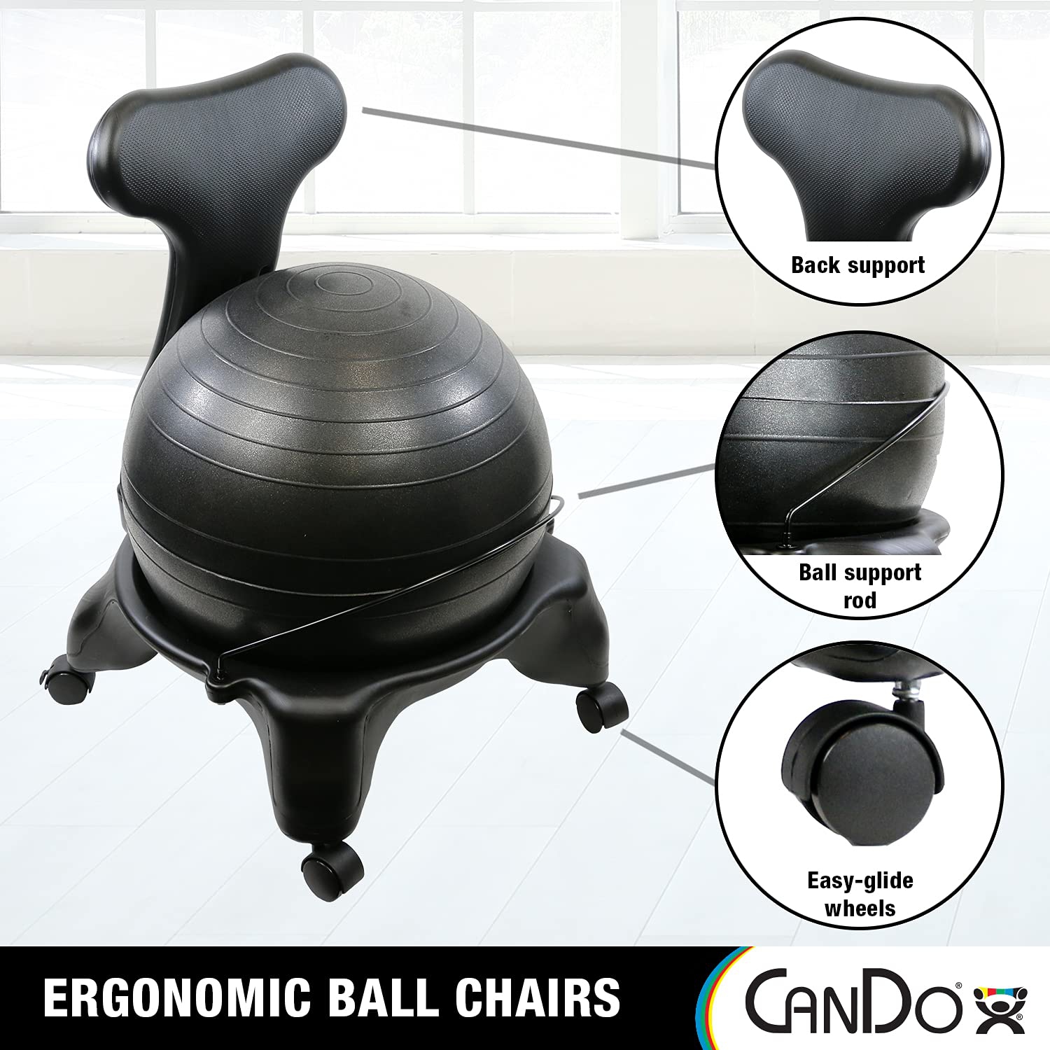 Chaise à ballon d'exercice ergonomique et gonflable à siège actif avec pompe à air pour la maison, le bureau et la salle de classe