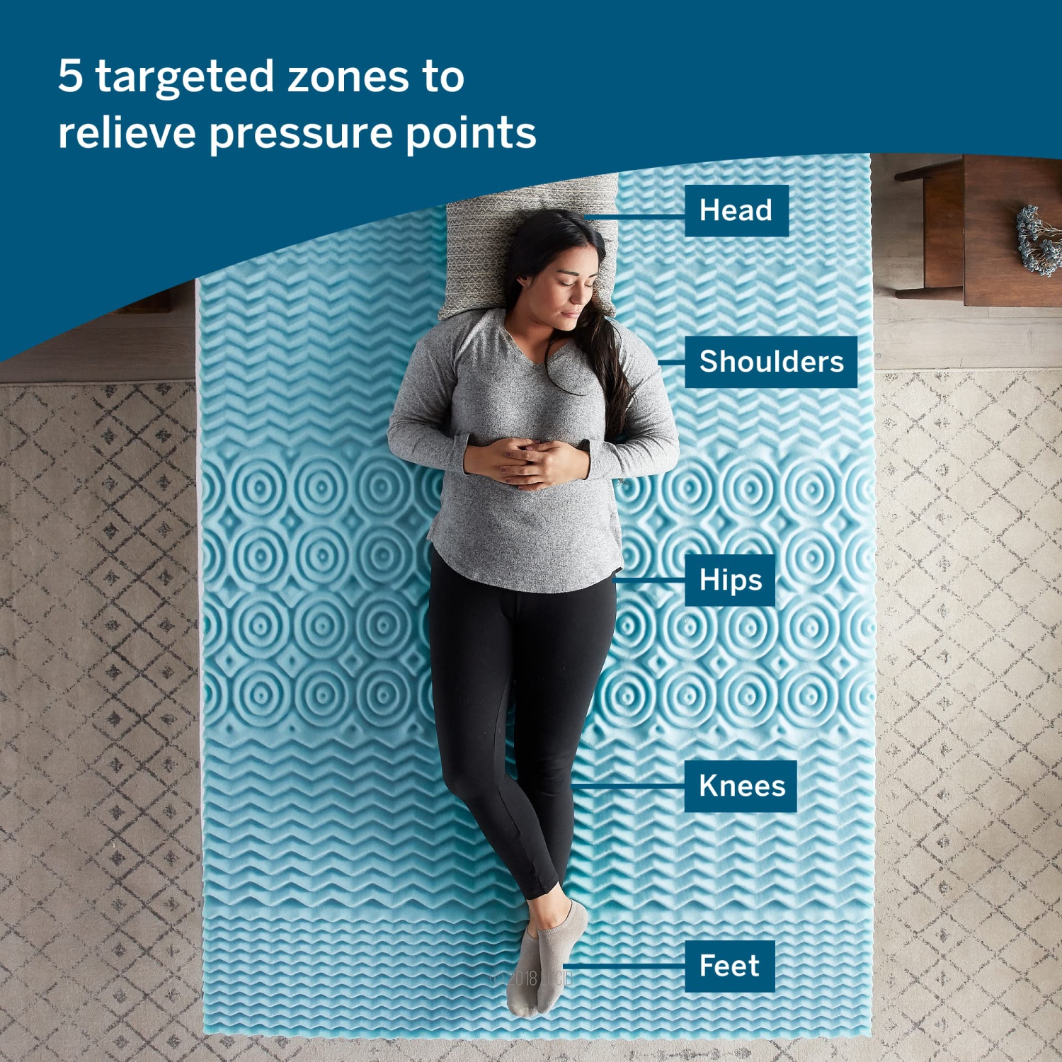 Lucid 3 Inch Gel Memory Foam Plush - Cooling Targeted Convoluted Comfort Zones Mattress Topper, King