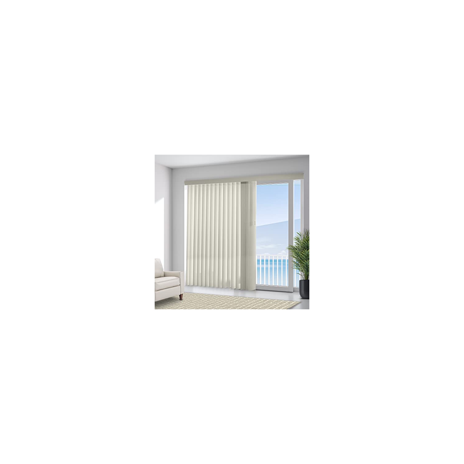 Chicology – Store vertical sans fil pour porte de terrasse ou grand abat-jour pour fenêtre, 78 larg. X 84 haut., vinyle Oxford Alabaster