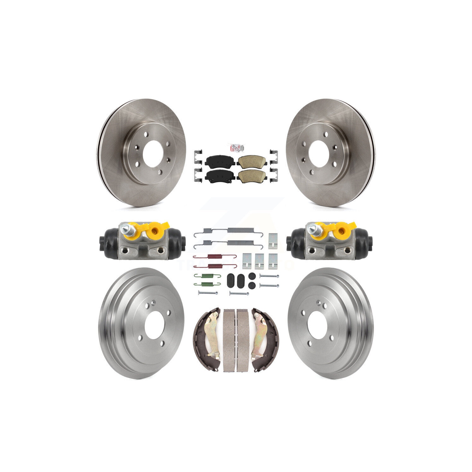 Front Rear Disc Brake Rotors Ceramic Pads And Drum Kit For 2012-2017 Hyundai Accent K8A-107972