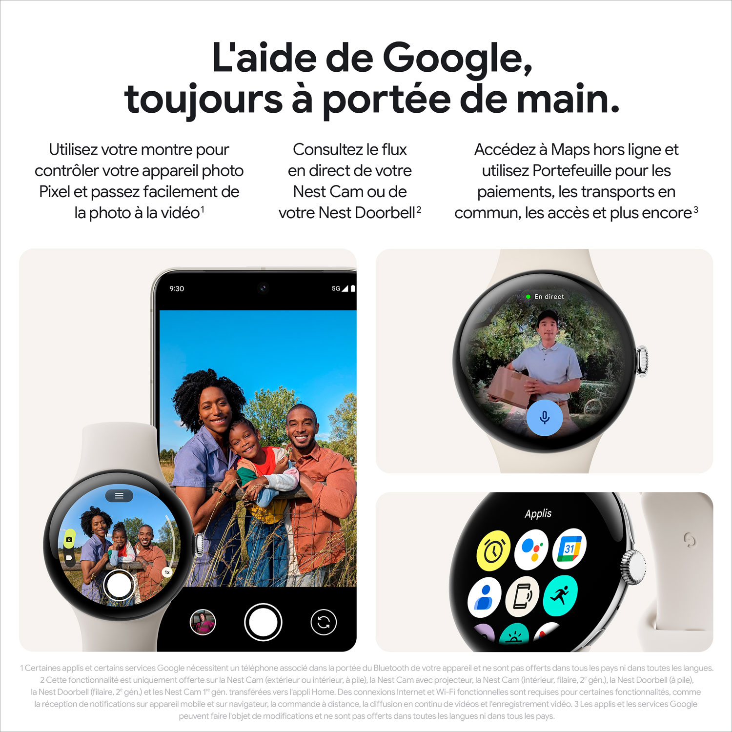 Koodo - Pixel Watch 3 LTE de 41 mm de Google avec boîtier en aluminium champagne doré et bracelet sport vert lichen - Paiement Balance mensuel