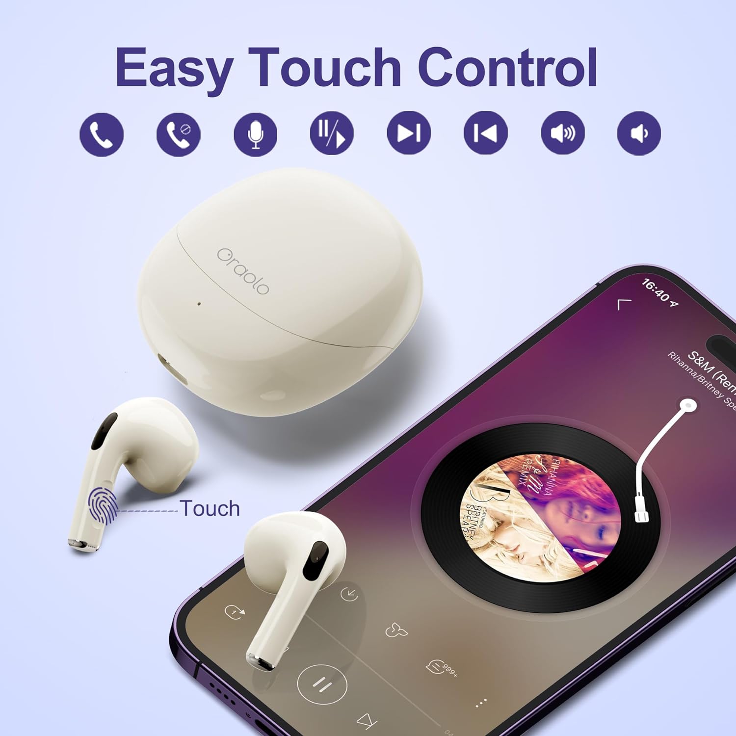 Bluetooth Wireless Earbuds 30Hours Playtime with Charging Case, Waterproof Bluetooth Earbuds with Mic, Small Earbuds Touch Control