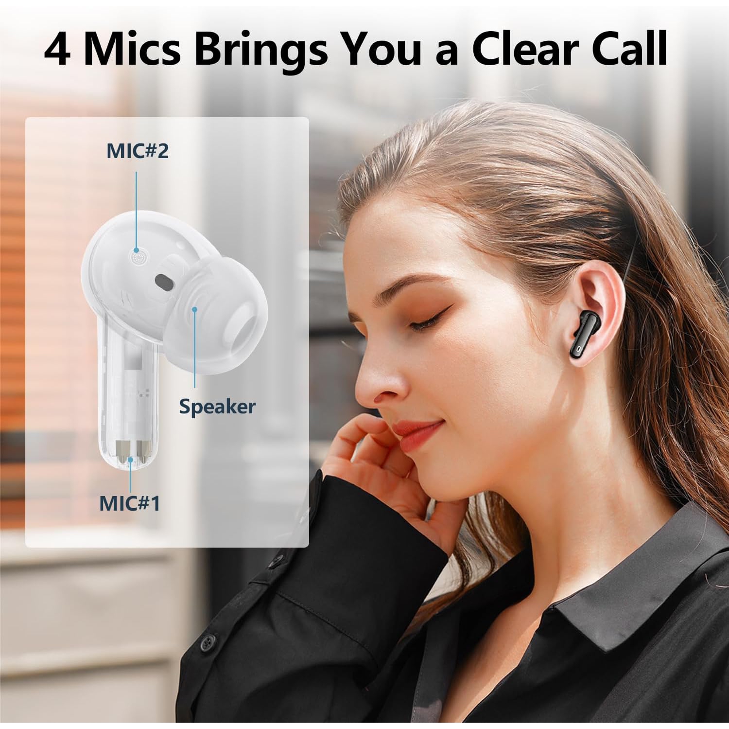 Bluetooth Headphones Wireless Earbuds with Charging Case 50H Playback LED Power Display Earphones, Waterproof in-Ear Headphones with Mic for Sports