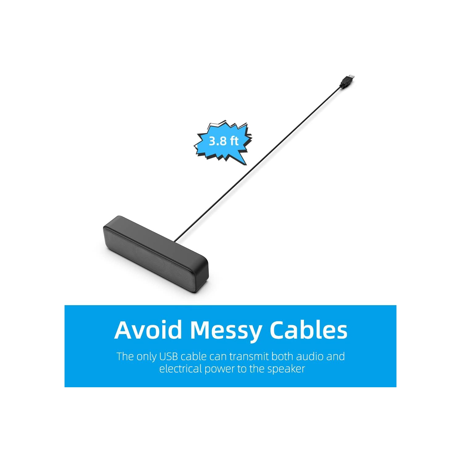 Haut-parleurs d'ordinateur USB pour PC, portable, ordinateur de bureau, petits haut-parleurs externes avec son stéréo, mini barre de son pour