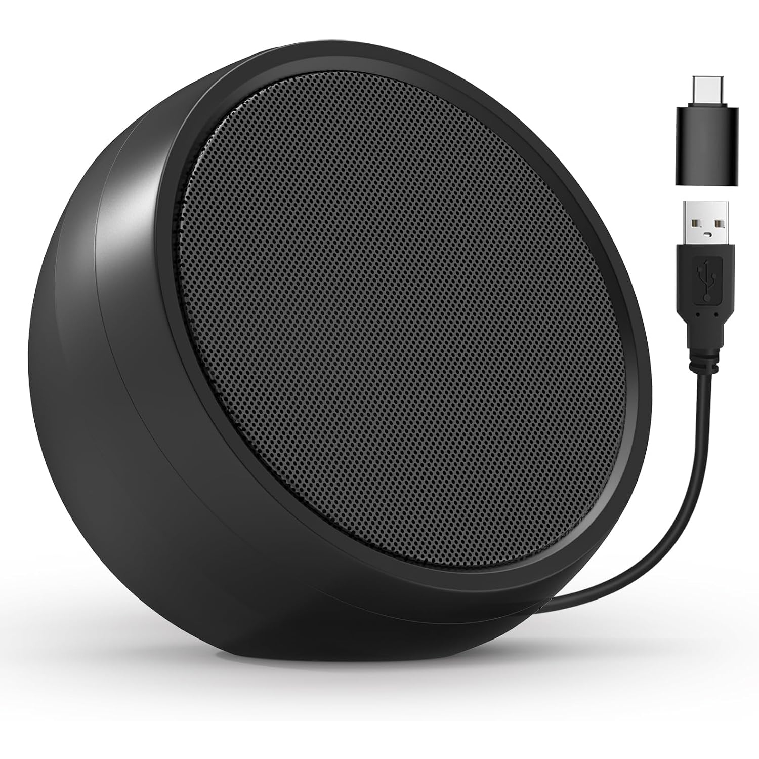 USB desktop computer speaker, sound touch control, sound quality stereo surround, USB C/USB adapter Included, Black