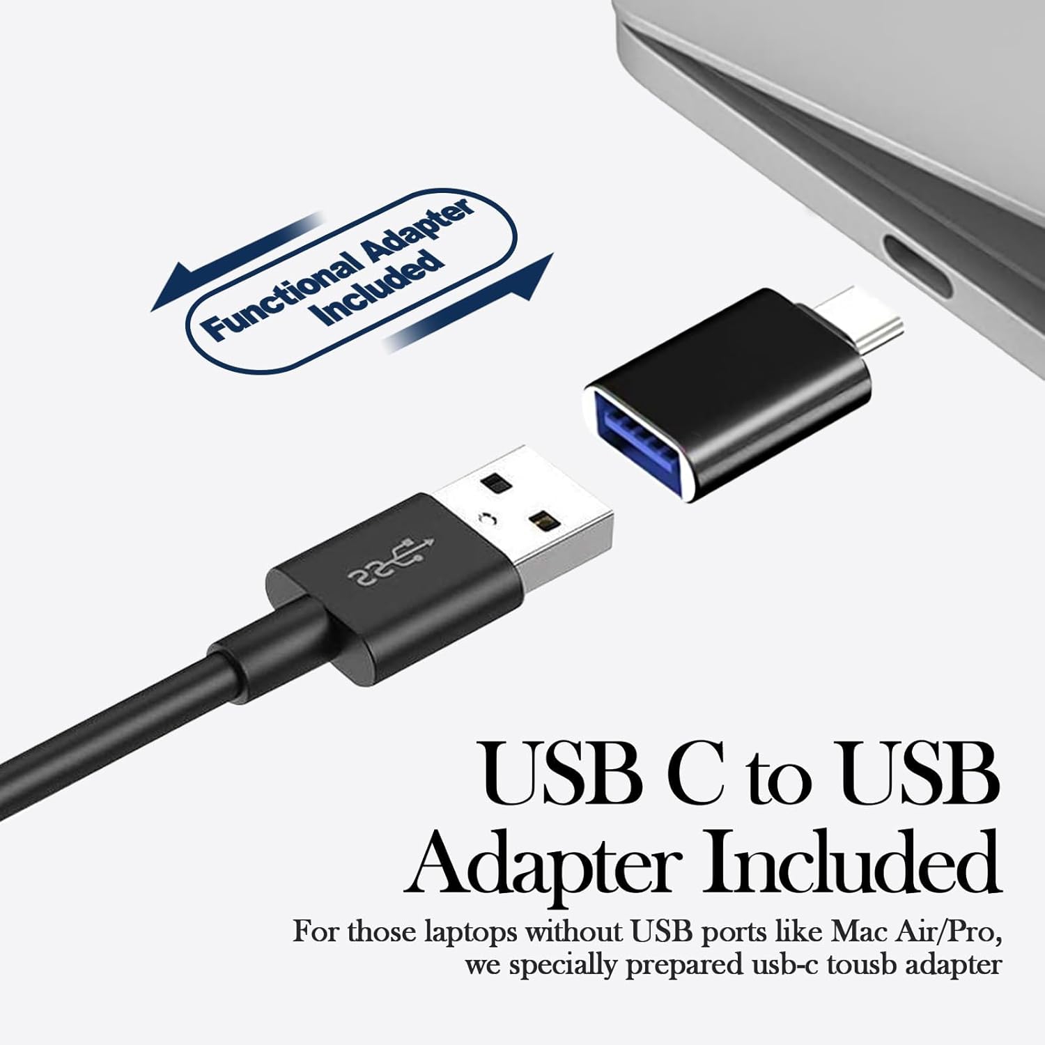 USB desktop computer speaker, sound touch control, sound quality stereo surround, USB C/USB adapter Included, Black