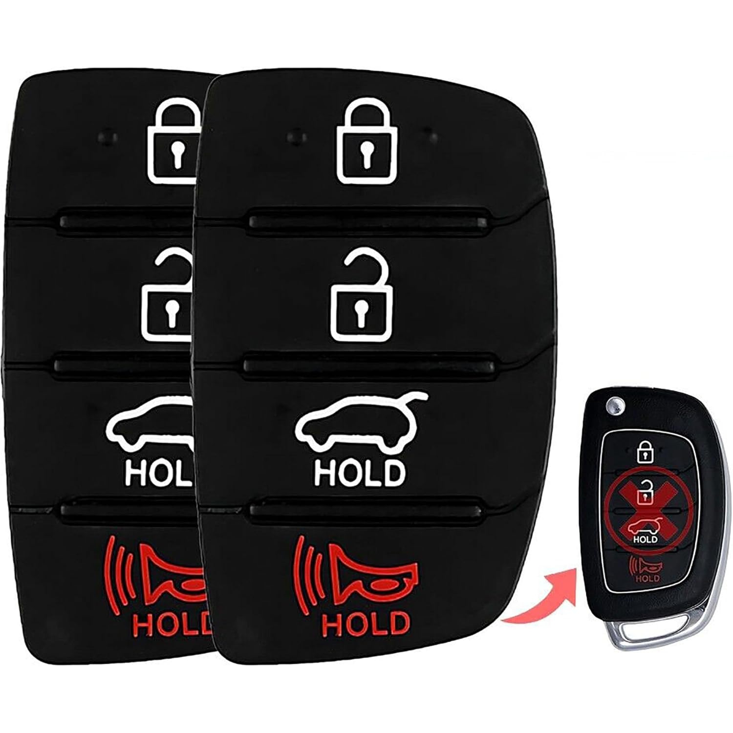 2X New Replacement Key Fob Remote Rubber Buttons Pad Compatible with & Fit for Hyundai Vehicles - MPN TQ8-RKE-3F04-05 Rechargeable Battery Batteries