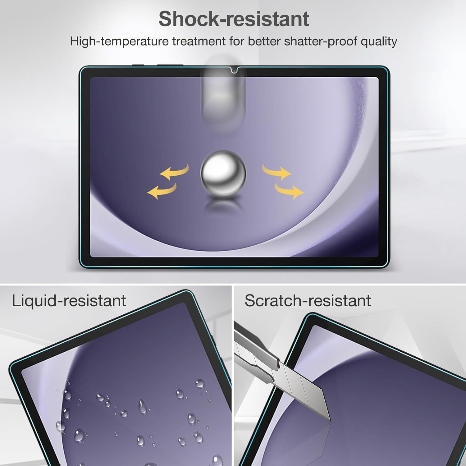 Paquet de 2 protecteurs d'écran pour Galaxy Tab A9 Plus 11&nbsp;po 2023, protecteur d'écran en verre trempé pour Galaxy 11&nbsp;po piles