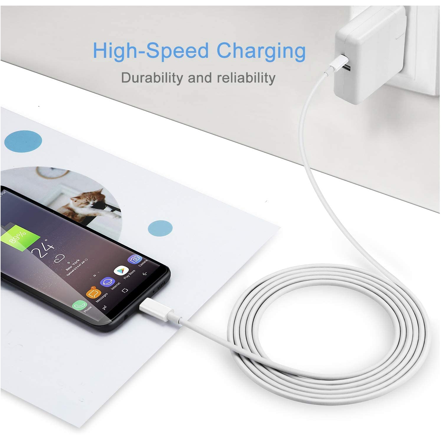 Câble de chargement USB-C à USB-C; Câble 60 W-C de 3 pi; Paquet de 3; Recharge rapide pour iPhone 15/MacBook Pro/Air; Piles rechargeables au