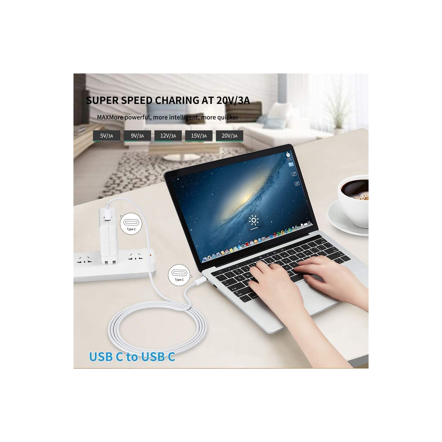Câble de chargement USB-C à USB-C; Câble 60 W-C de 3 pi; Paquet de 3; Recharge rapide pour iPhone 15/MacBook Pro/Air; Piles rechargeables au