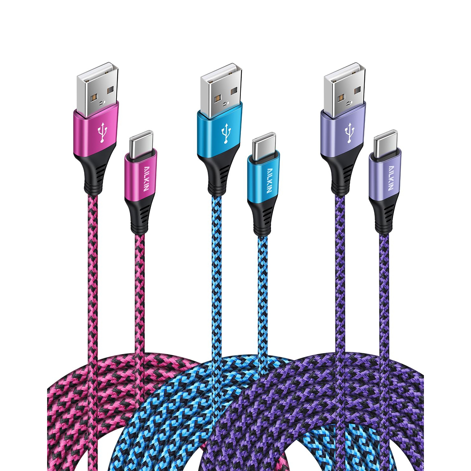 [3Pack/6ft] Samsung Charger Cord, 3A USB Type C Fast Charging Cable for Samsung Galaxy A15 A14 5G A13 A54 A53 Rechargeable Battery Batteries Replacement Ni-MH AAA for Panasonic