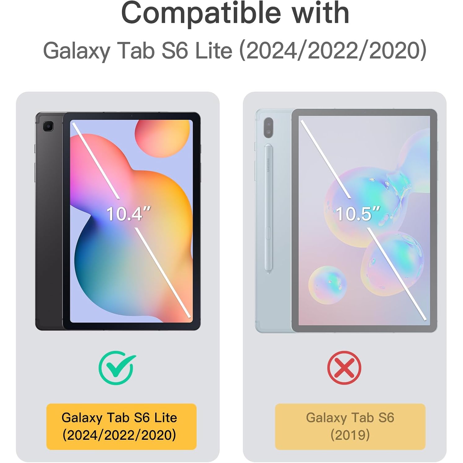 Étui pour Samsung Galaxy Tab S6 Lite 10,4&nbsp;po 2024/2022/2020 avec support S Pen, support folio mince protecteur Pile rechargeable Batteries de