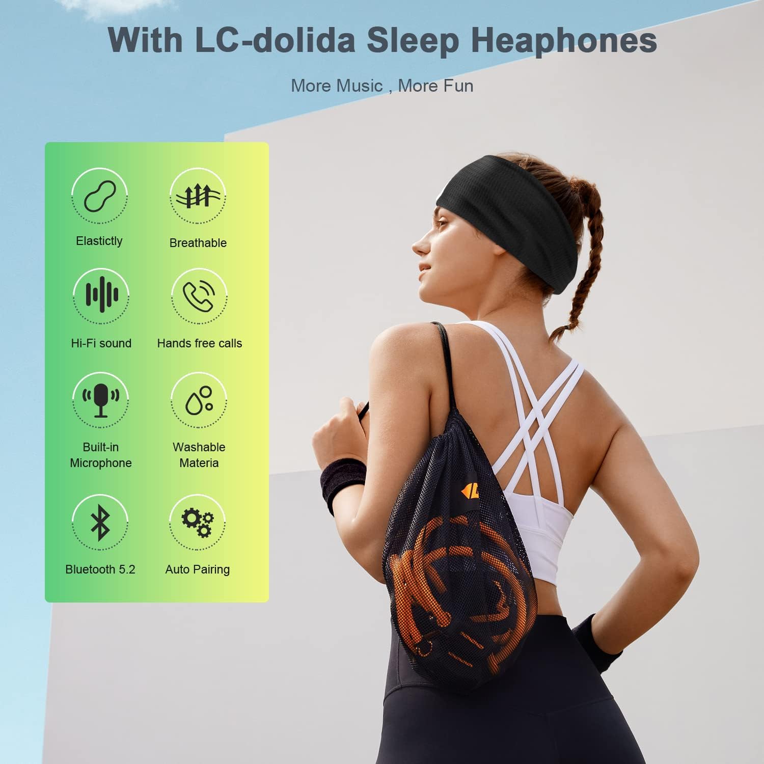 Sleep Headphones Head, Bluetooth Sports Head , Ultra-Thin HD Stereo Speakers Over-ear Earphones Rechargeable Battery Batteries Replacement Ni-MH AAA