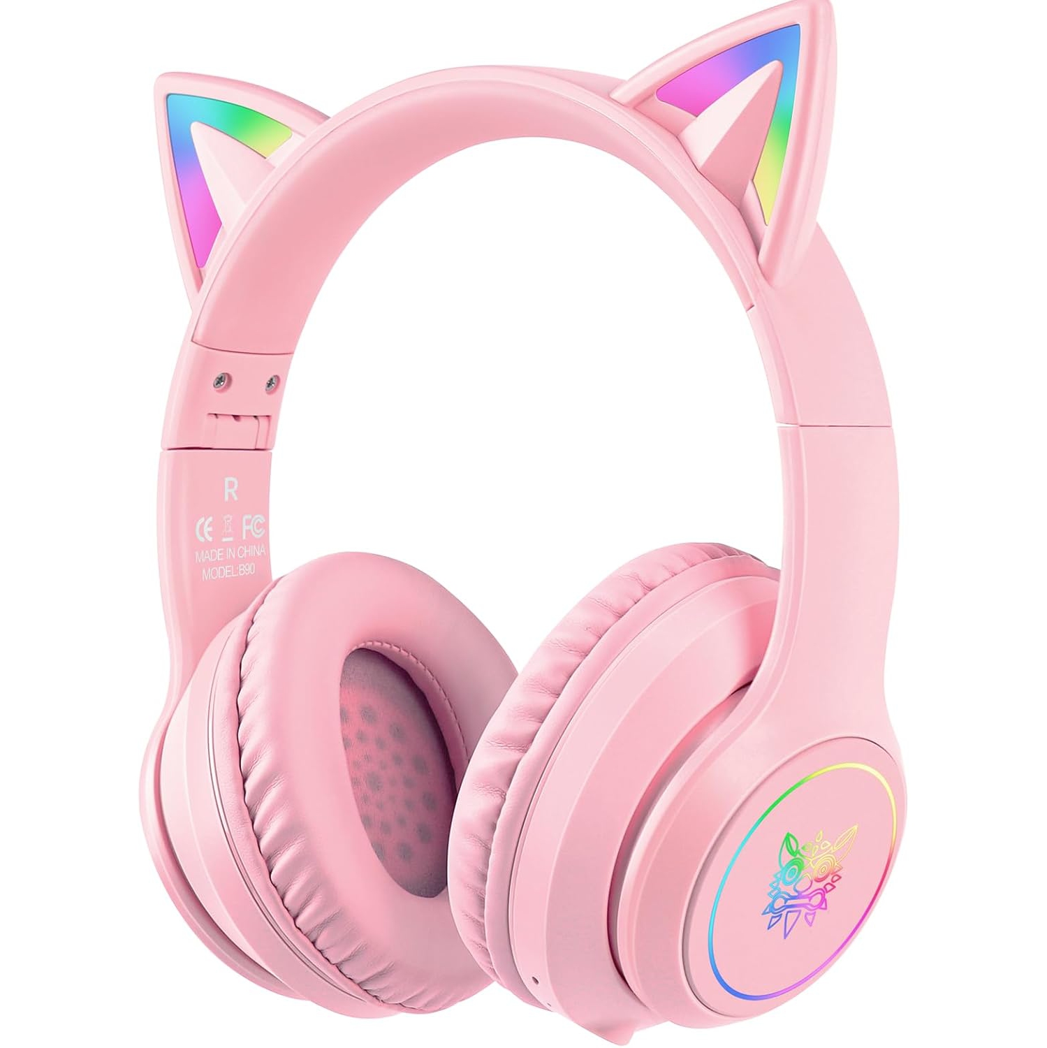 Bluetooth Kids Headphones with rophone, Cat Ear Light Up and 85dB Volume Limiting Toddlers Study Headphones, Rechargeable Battery Batteries Replacement Ni-MH AAA for Panasonic 1