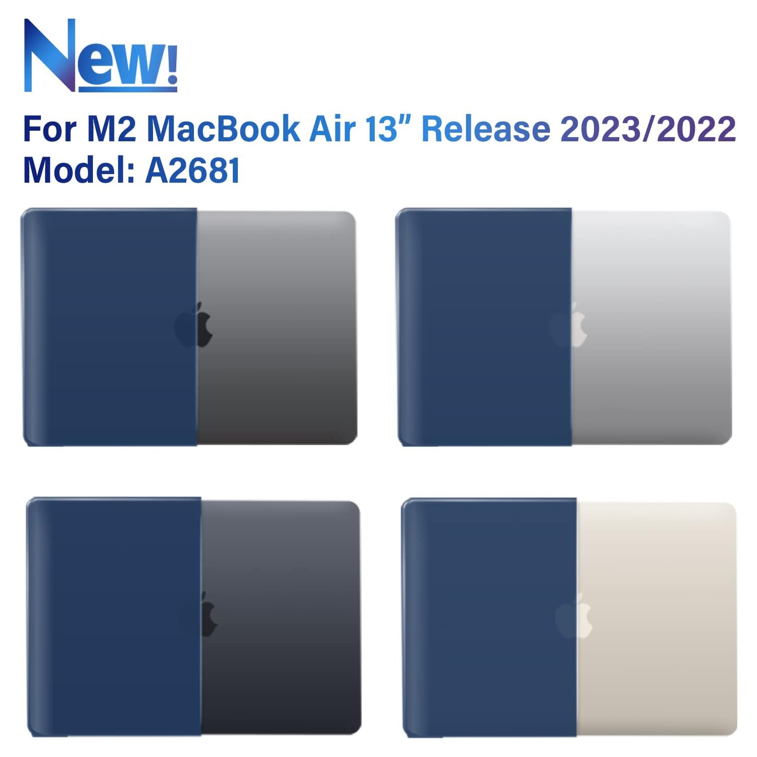 Compatible with 2024 2023 2022 MacBook Air 13 inch Case M3 A3113 M2 A2681, Hardshell Case & Keyboard Cover Rechargeable Battery Batteries Replacement