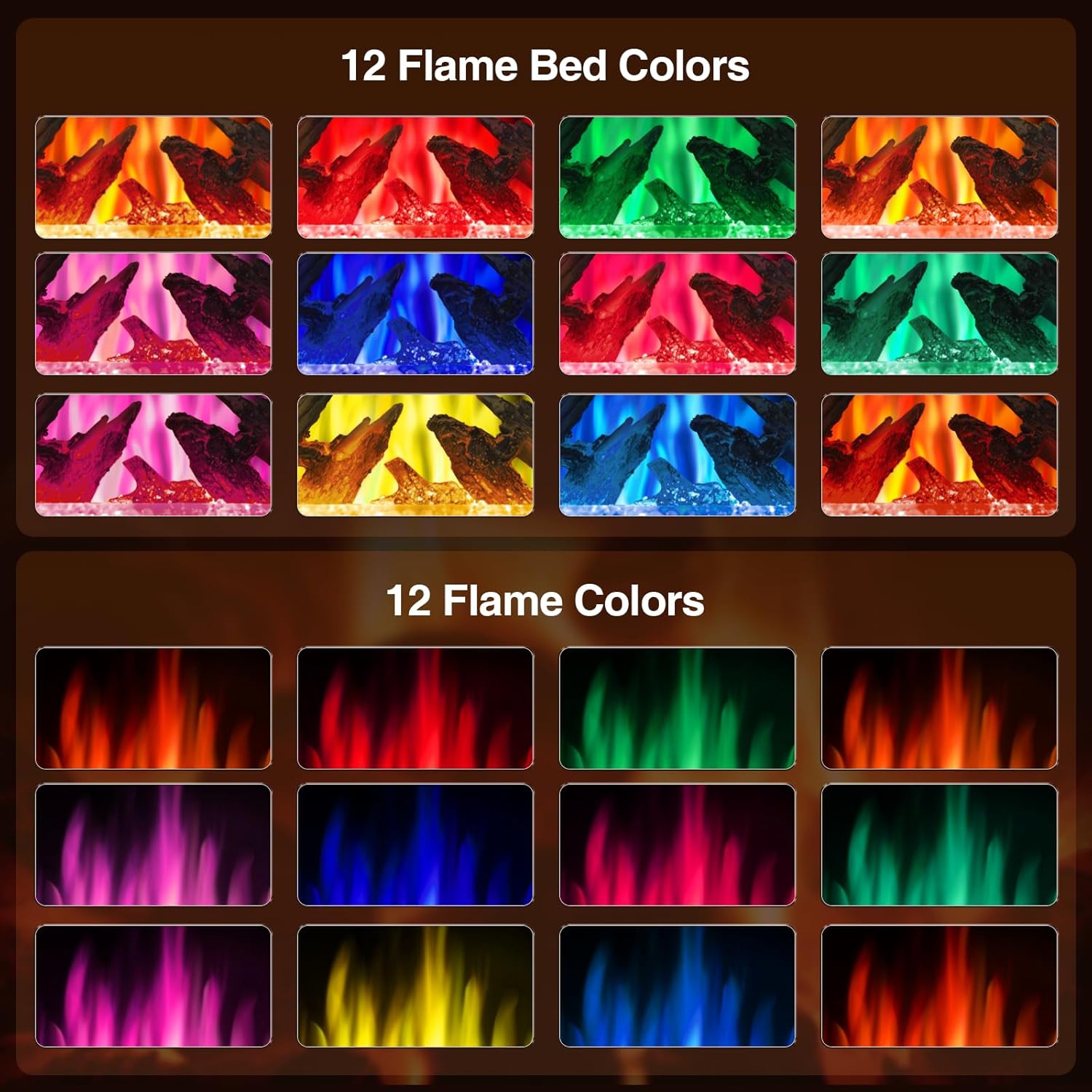 ZAFRO Electric Fireplace Heater w/Remote,24'' Portable Infrared Fireplace Stove w/Multiple 3D Flame, Adjustable Temp & Brightness,Timer 5100BTU