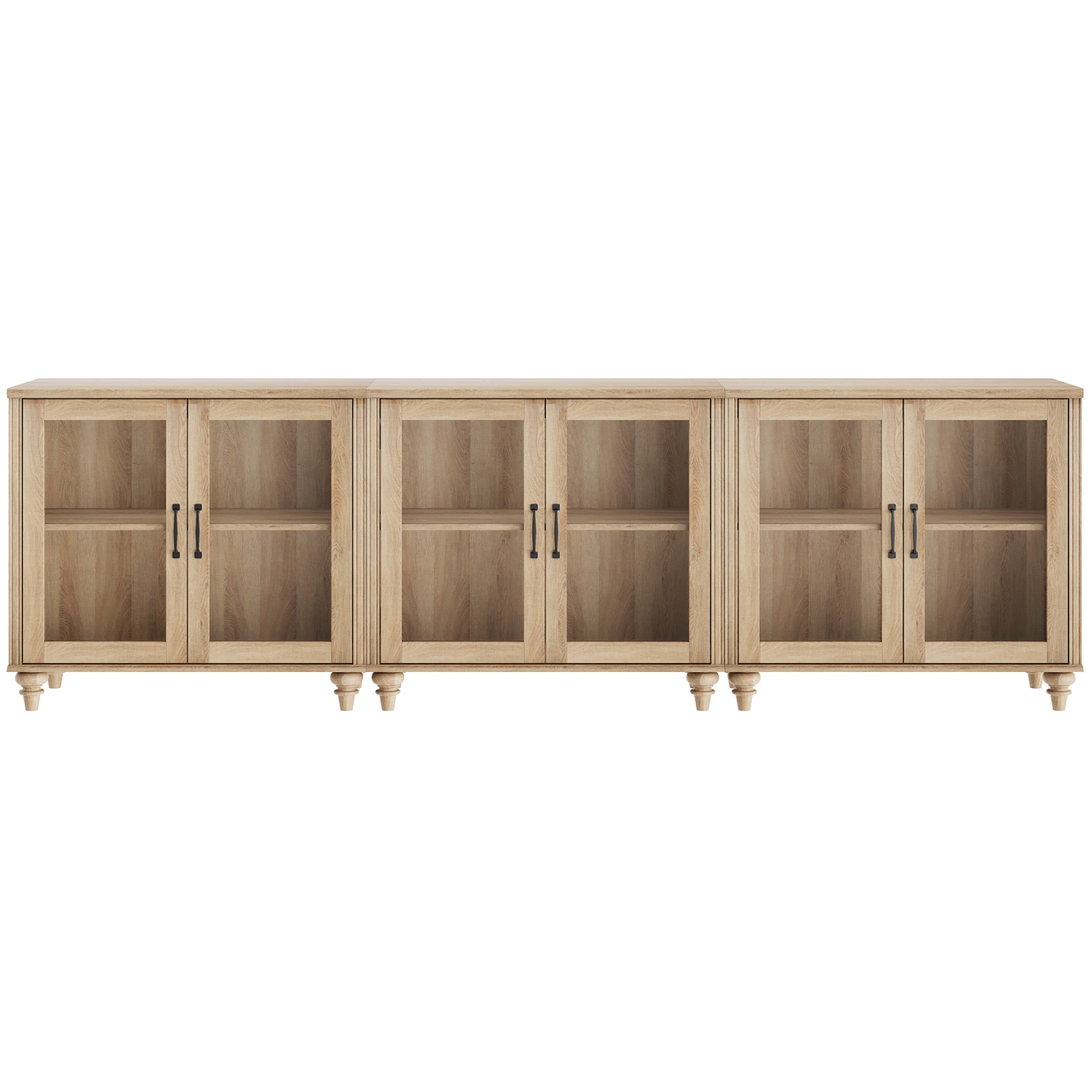 WAMAPT Sideboard Buffet Cabinets with 6-Glass Door,Large Kitchen Storage Cabinets,Wood Coffee Bar Tables with Adjustable Shelf for Dining Room,Living