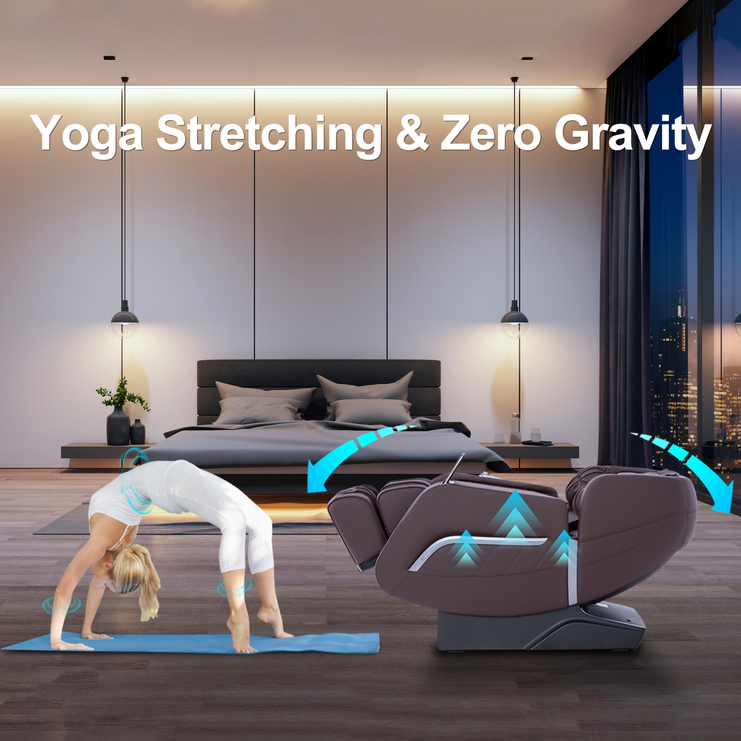 MassaMAX 2025 A306 Plus Massage Chair Zero Gravity Shiatsu Relaxation with Yoga Stretch, Zero Gravity, SL Track, Foot Rollers, Airbags, Heating Brown