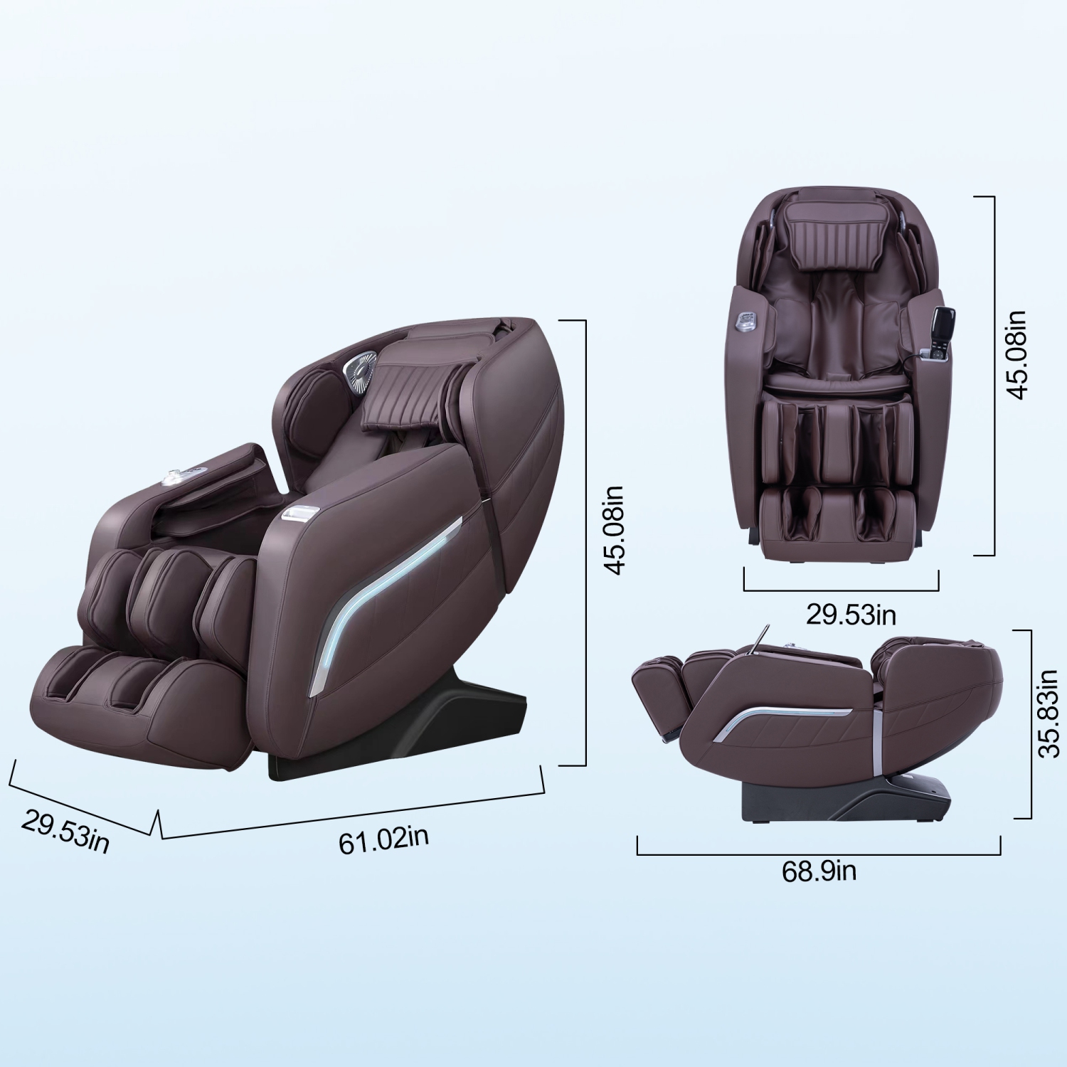 MassaMAX 2025 A306 Plus Massage Chair Zero Gravity Shiatsu Relaxation with Yoga Stretch, Zero Gravity, SL Track, Foot Rollers, Airbags, Heating Brown