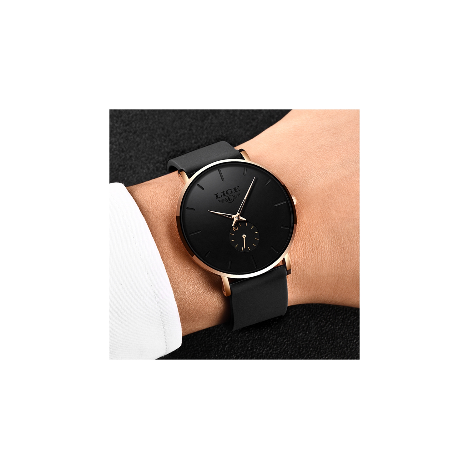 Montre à quartz classique pour hommes LIGE | Ultramince | Étanche 3 ATM et résistance aux rayures | TUTT Exclusive