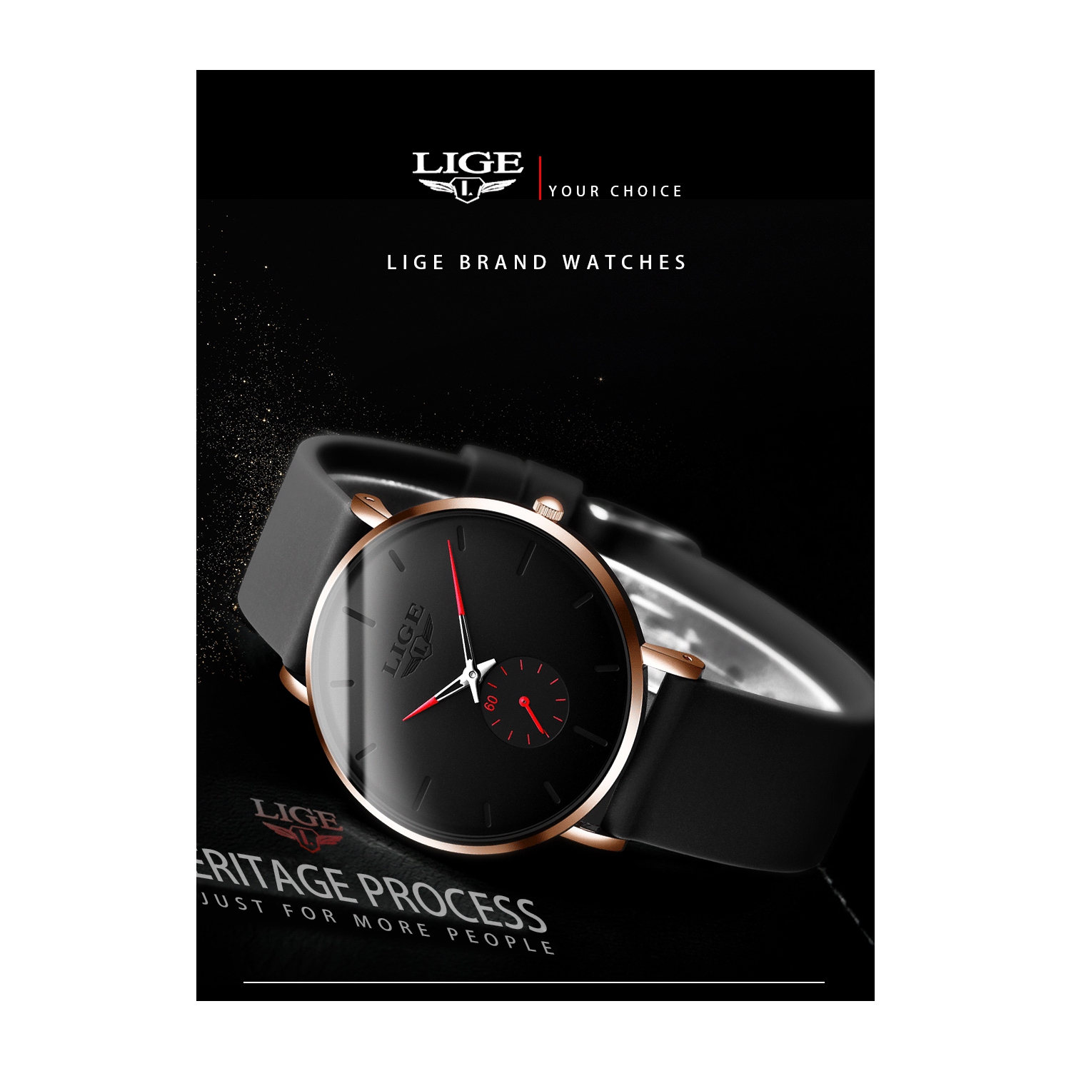LIGE Men's Classic Quartz Watch | Ultra-thin | Waterproof 3ATM and scratch resistance surface | TUTT Exclusive