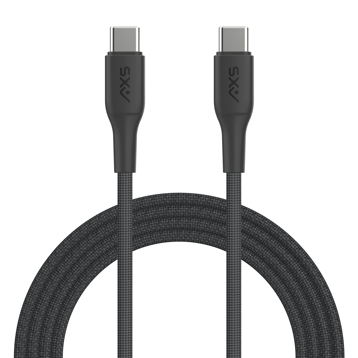 AXS PROCharge Premium USB-C to USB-C Braided Cable | Black/Grey