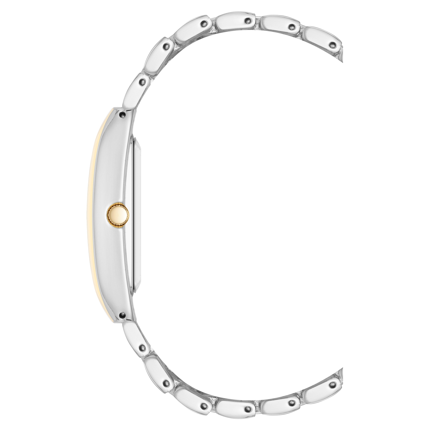 Anne Klein Women’s 25mm Two-Tone Rectangular Watch with Black Dial and Gold-Silver Bracelet