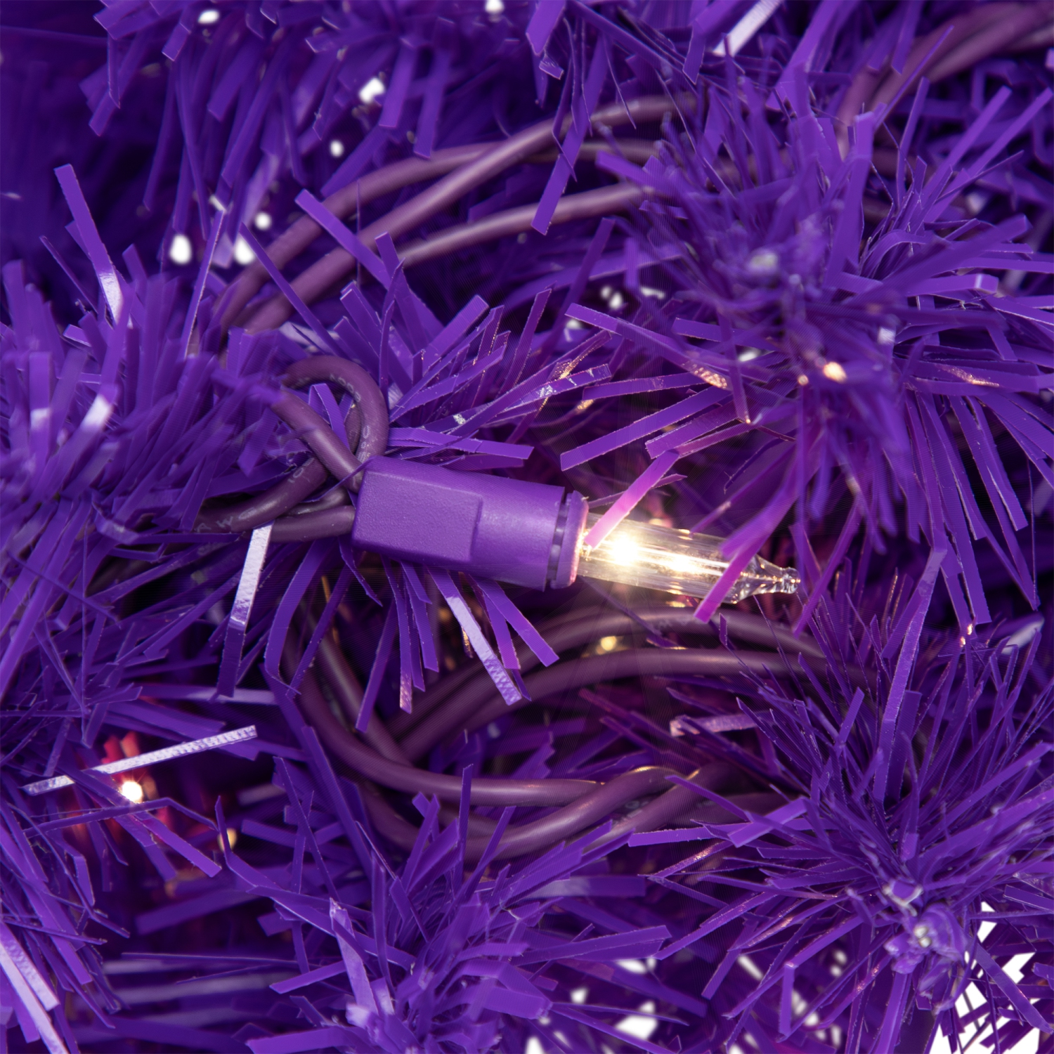 Pre-Lit Artificial Pine Christmas Wreath - 24" - Purple - Clear Lights