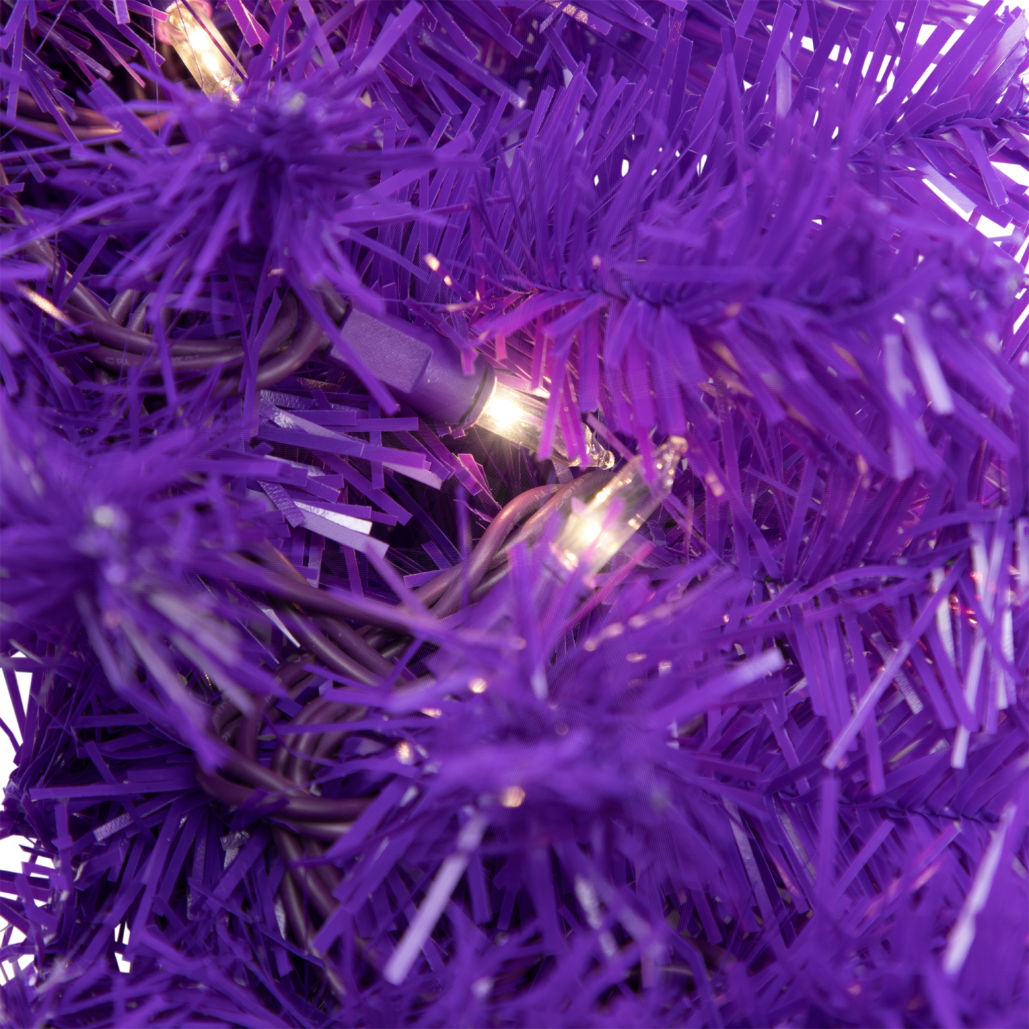 Pre-Lit Artificial Pine Christmas Wreath - 24" - Purple - Clear Lights