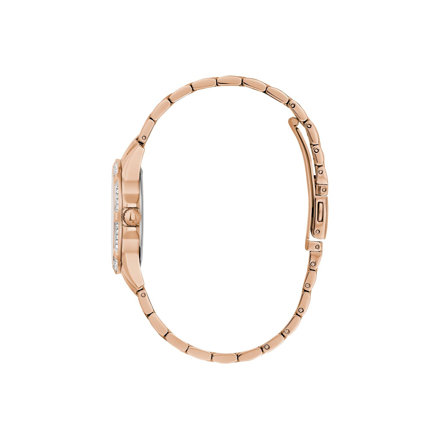 Bulova - Boîtier et bracelet en inox rose doré 31,5&nbsp;mm avec cadran rose doré et collier pendentif coeur correspondant